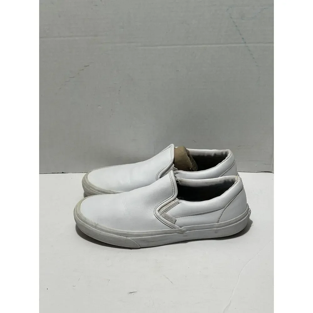 Vans Off The Wall 507452 White Leather Casual Slip On Sz Men 8.5 / Women 10 Shoe